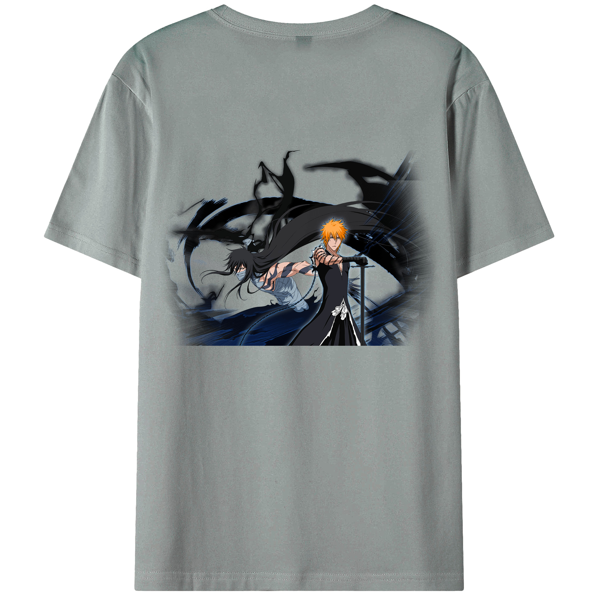 （画像用） ブリーチ 黒崎一護（くろさき いちご）BLEACH Kurosaki Ichigo 綿100％ メンズ半袖Tシャツ（バックプリント） 通気性